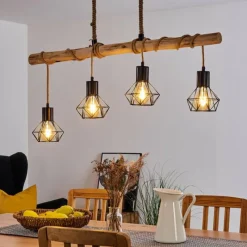 Style Boho-Chic-hofstein Suspension Bardhaman Brun, Noir, 4 lumières