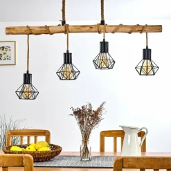 Style Boho-Chic-hofstein Suspension Bardhaman Brun, Noir, 4 lumières