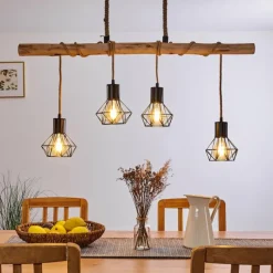 Style Boho-Chic-hofstein Suspension Bardhaman Brun, Noir, 4 lumières