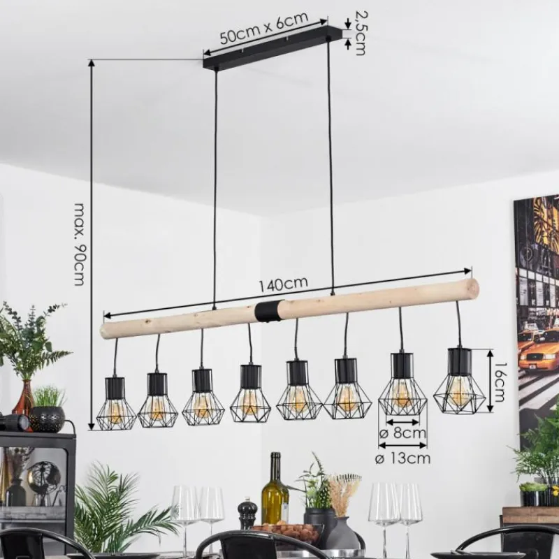 Luminaires Scandinaves-hofstein Suspension Bardhaman Écru, Noir, 8 lumières