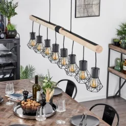 Luminaires Scandinaves-hofstein Suspension Bardhaman Écru, Noir, 8 lumières