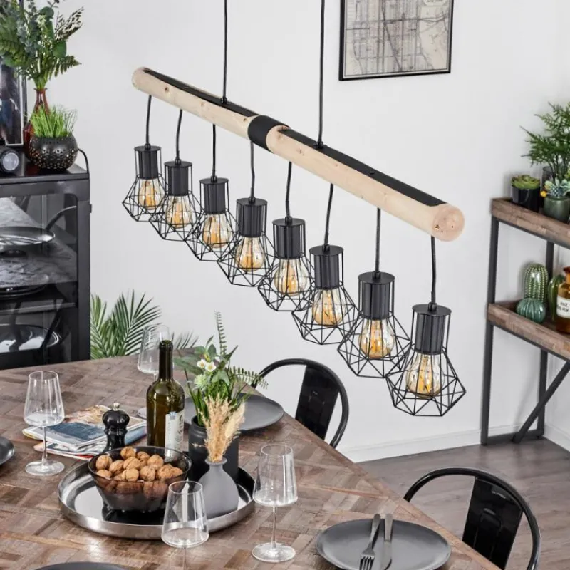 Luminaires Scandinaves-hofstein Suspension Bardhaman Écru, Noir, 8 lumières