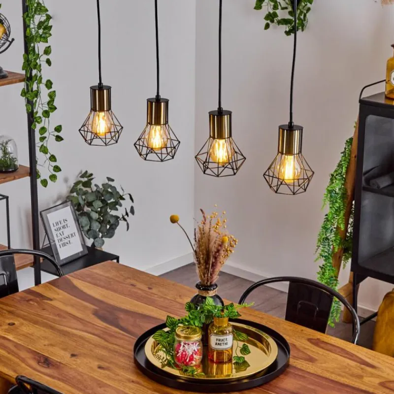 Lampes Industrielles-hofstein Suspension Bardhaman Noir, 4 lumières