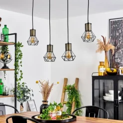 Lampes Industrielles-hofstein Suspension Bardhaman Noir, 4 lumières