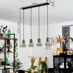 Lampes Industrielles-hofstein Suspension Bardhaman Noir, 4 lumières