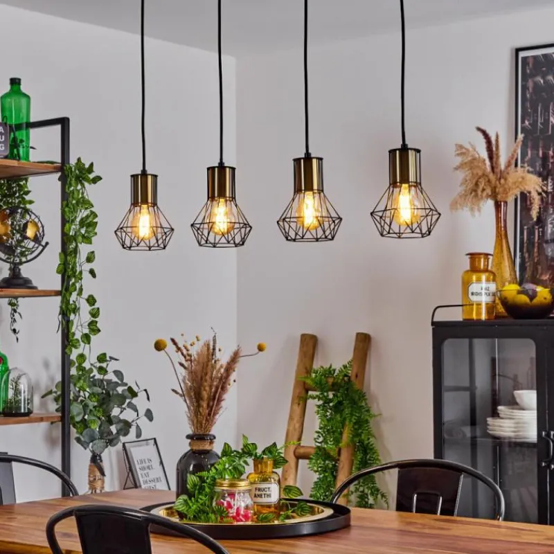 Lampes Industrielles-hofstein Suspension Bardhaman Noir, 4 lumières