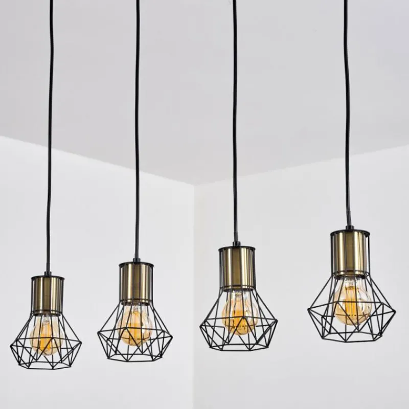 Lampes Industrielles-hofstein Suspension Bardhaman Noir, 4 lumières