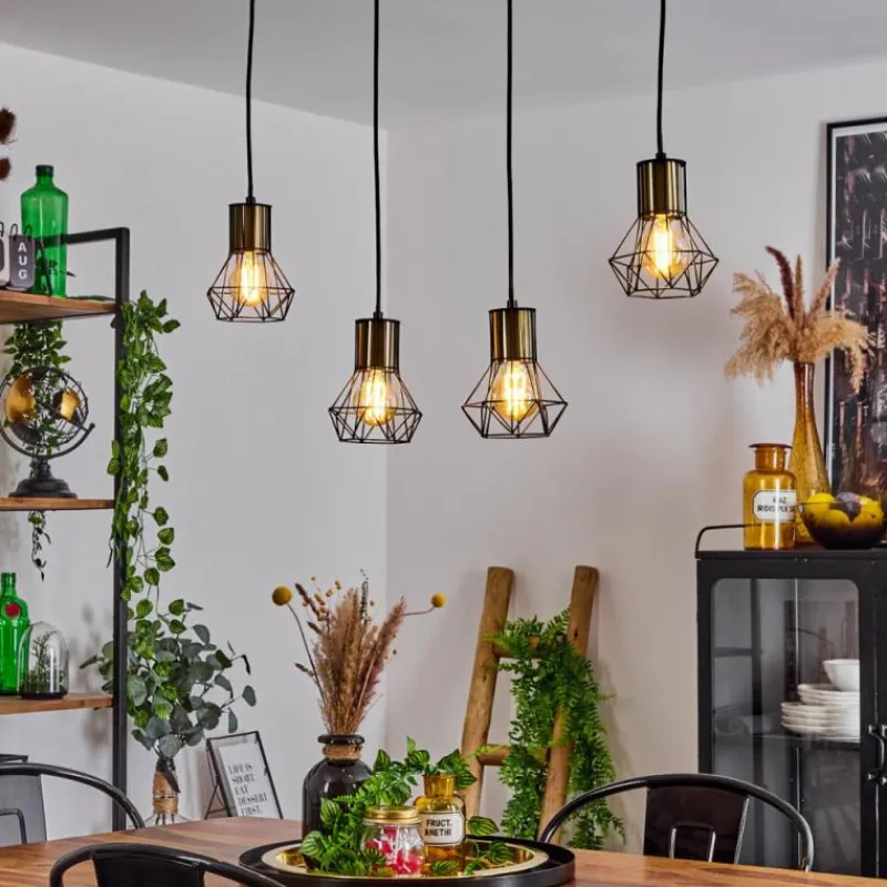 Lampes Industrielles-hofstein Suspension Bardhaman Noir, 4 lumières