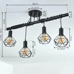 Lampes Vintages & Rétros-hofstein Suspension Baripada Noir, 4 lumières