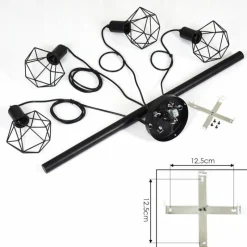 Lampes Vintages & Rétros-hofstein Suspension Baripada Noir, 4 lumières