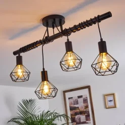 Lampes Vintages & Rétros-hofstein Suspension Baripada Noir, 4 lumières