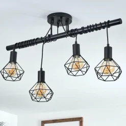 Lampes Vintages & Rétros-hofstein Suspension Baripada Noir, 4 lumières