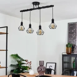 Lampes Vintages & Rétros-hofstein Suspension Baripada Noir, 4 lumières