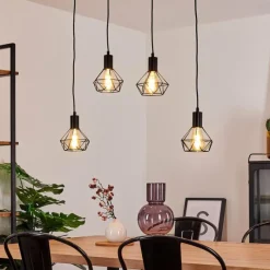 Lampes Vintages & Rétros-hofstein Suspension Baripada Noir, 4 lumières