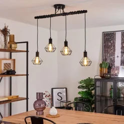 Lampes Vintages & Rétros-hofstein Suspension Baripada Noir, 4 lumières