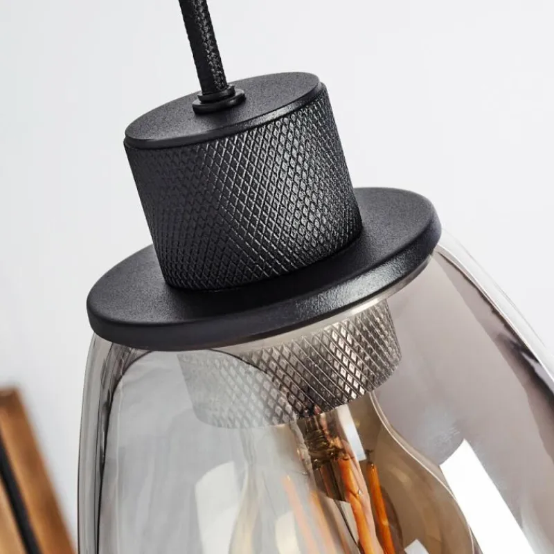 Suspension Verre Fumé-hofstein Suspension Barnegat Noir, 8 lumières