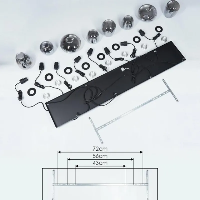Suspension Verre Fumé-hofstein Suspension Barnegat Noir, 8 lumières