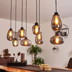 Suspension Verre Fumé-hofstein Suspension Barnegat Noir, 8 lumières