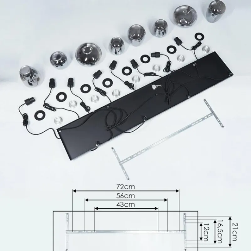 Suspension Verre Fumé-hofstein Suspension Barnegat Noir, 8 lumières