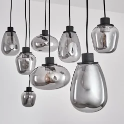 Suspension Verre Fumé-hofstein Suspension Barnegat Noir, 8 lumières