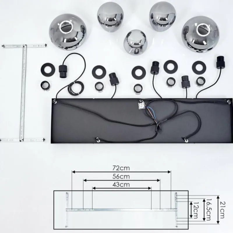 Suspension Verre Fumé-hofstein Suspension Barnegat Noir, 5 lumières