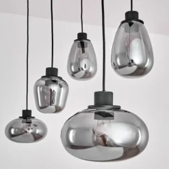 Suspension Verre Fumé-hofstein Suspension Barnegat Noir, 5 lumières