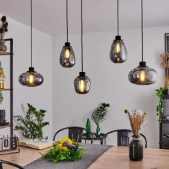 Suspension Verre Fumé-hofstein Suspension Barnegat Noir, 5 lumières