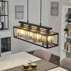 hofstein Suspension Barracon Noir, 4 lumières