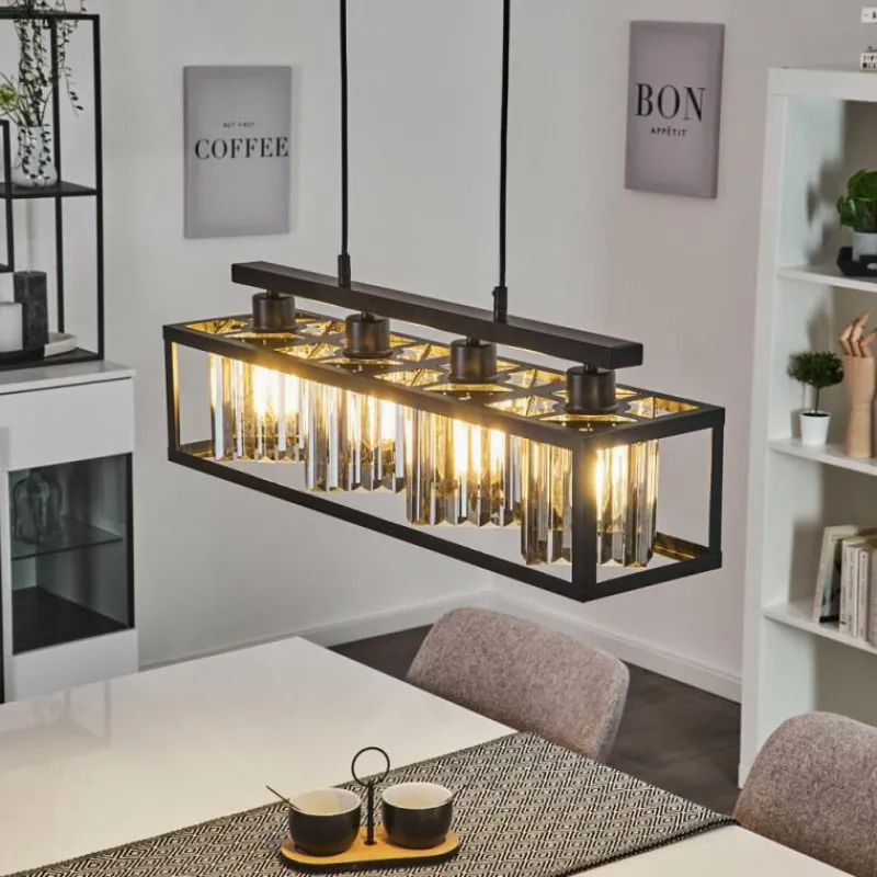 hofstein Suspension Barracon Noir, 4 lumières