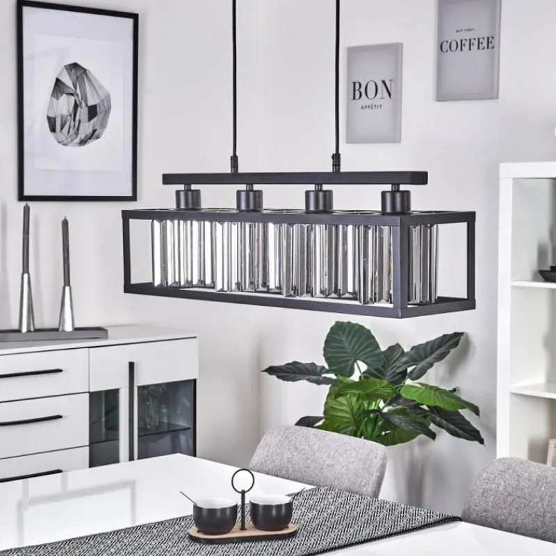 hofstein Suspension Barracon Noir, 4 lumières