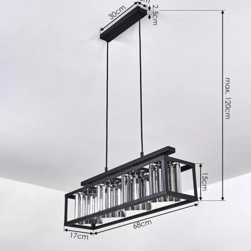 hofstein Suspension Barracon Noir, 4 lumières