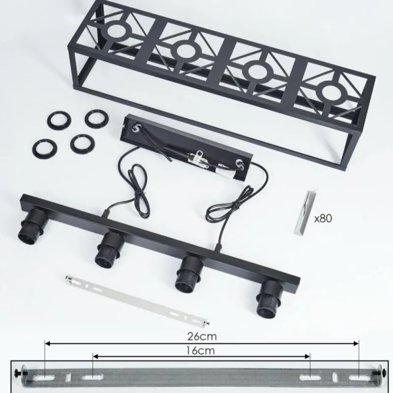 hofstein Suspension Barracon Noir, 4 lumières