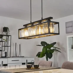 hofstein Suspension Barracon Noir, 4 lumières