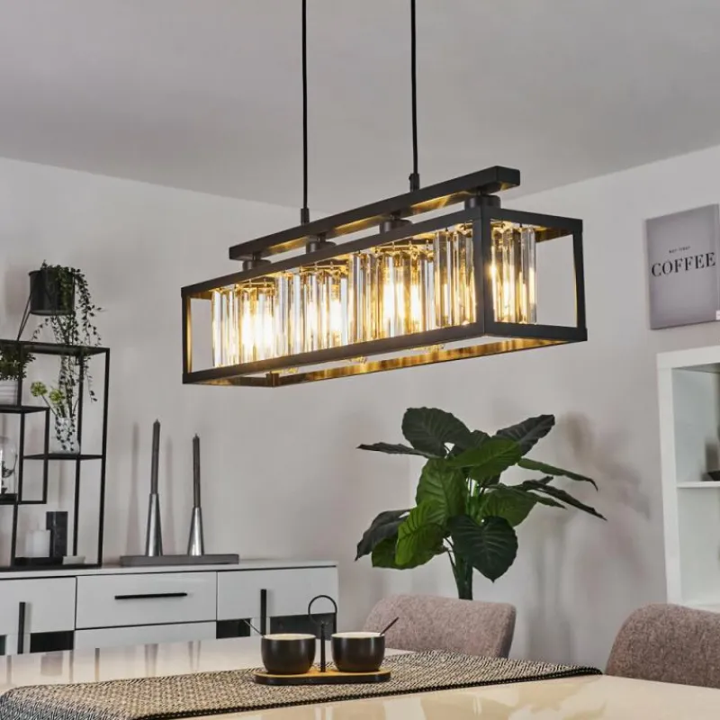 hofstein Suspension Barracon Noir, 4 lumières