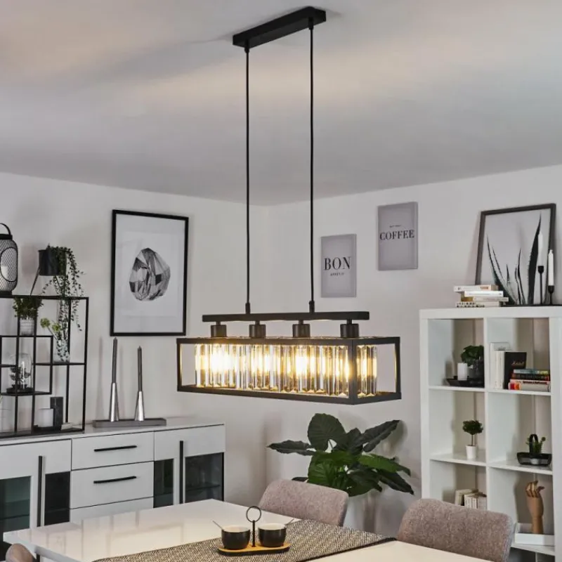 hofstein Suspension Barracon Noir, 4 lumières