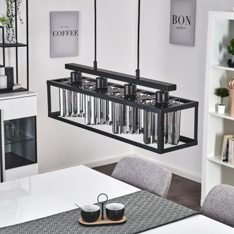 hofstein Suspension Barracon Noir, 4 lumières