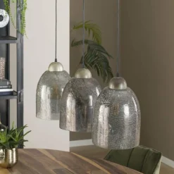 Suspension Verre Fumé-hofstein Suspension Barrancas Argent Oxydé, 3 lumières