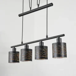 Lampes Dorées-hofstein Suspension Bathinda Noir, 4 lumières