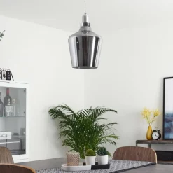 Suspension Verre Fumé-hofstein Suspension Batouna Argenté, 1 lumière