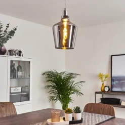 Suspension Verre Fumé-hofstein Suspension Batouna Argenté, 1 lumière