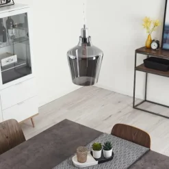 Suspension Verre Fumé-hofstein Suspension Batouna Argenté, 1 lumière