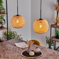 Lampes Vintages & Rétros-hofstein Suspension Bauro Écru, 2 lumières