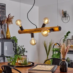 Style Boho-Chic-hofstein Suspension Beccar Écru, Noir, 4 lumières