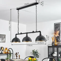 Lampes Dorées-hofstein Suspension Beles Noir, 3 lumières