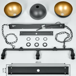 Lampes Dorées-hofstein Suspension Beles Noir, 3 lumières