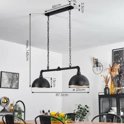 Lampes Dorées-hofstein Suspension Beles Noir, 2 lumières