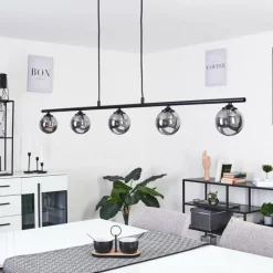 Suspension Verre Fumé-hofstein Suspension Belleoram LED Noir, 5 lumières