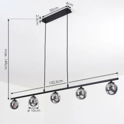 Suspension Verre Fumé-hofstein Suspension Belleoram LED Noir, 5 lumières