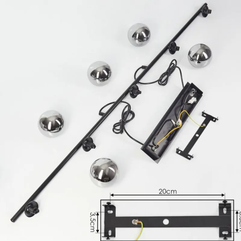 Suspension Verre Fumé-hofstein Suspension Belleoram LED Noir, 5 lumières