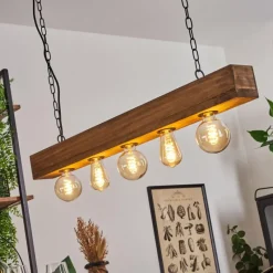Lampes Vintages & Rétros-hofstein Suspension Berat Brun, Noir, 5 lumières